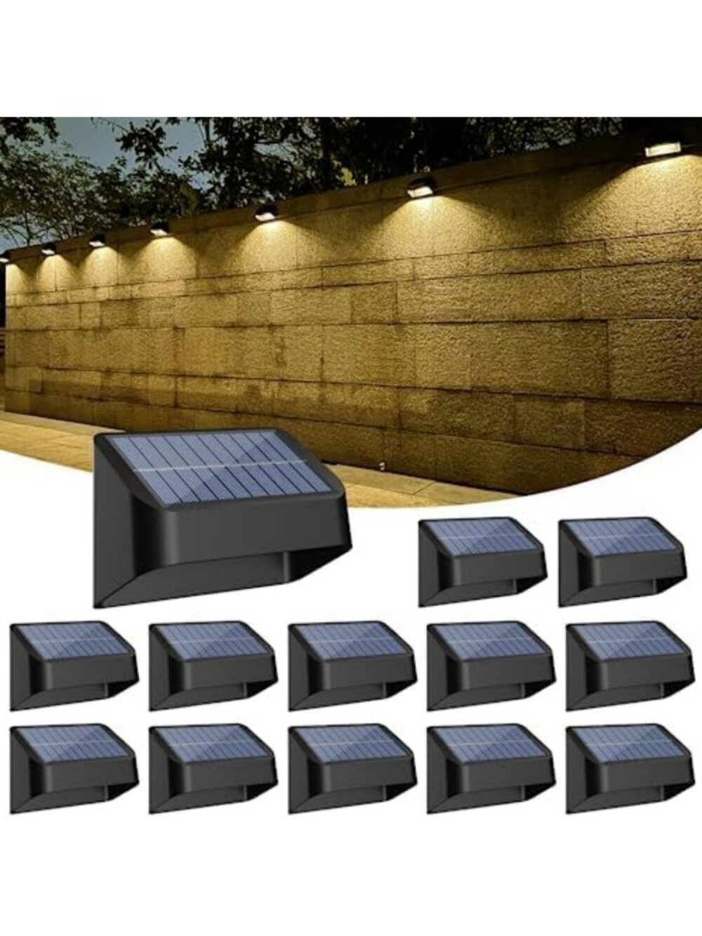 12 Pack Solar Fence Lights - Waterproof Outdoor Lighting, RGB & Warm White, Dusk